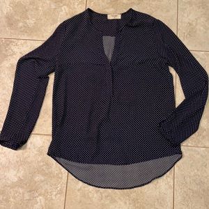 Ladies mini dot navy blue blouse